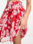 Фото #2 товара JDY frill detail mini skirt in red and pink floral