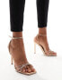 Фото #8 товара Steve Madden Slayed embellished strap heeled sandals in rose gold