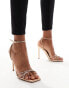 Фото #4 товара Steve Madden Slayed embellished strap heeled sandals in rose gold