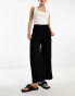 River Island Petite wide leg dad trouser in black