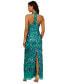 ფოტო #2 პროდუქტის Women's Embellished Mock Neck T-Back Gown