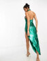 Starlet high neck embellished sequin midi dress in emerald