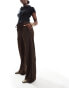 Vila pintuck wide leg trousers in chocolate brown