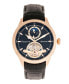 ფოტო #1 პროდუქტის Automatic Gregory Rose Gold Case, Genuine Black Leather Watch 45mm