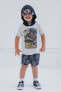 Toddler Boys Son-uva Digger Zombie Grave Digger Cosplay T-Shirt and Mesh Shorts Outfit Set to Серо-черный, 2T - фото #2