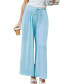 Women's Light Blue Pintuck Wide Leg Jersey Pants