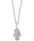 Фото #2 товара EFFY Collection eFFY® Diamond Pavé Hamsa Hand 18" Pendant Necklace (1/10 ct. t.w.) in Sterling Silver or 14k Gold-Plated Sterling Silver