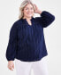 Фото #1 товара Plus Size Cotton Eyelet-Embroidered Split-Neck Top, Created for Macy's