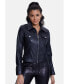 ფოტო #1 პროდუქტის Women's Denim Style Zipper Nappa Black