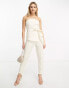 In The Style slim tailored trouser co-ord in cream 38 - фото #1