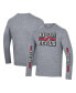 Фото #1 товара Men's Heather Gray Distressed New Jersey Devils Tri-Blend Dual-Stripe Long Sleeve T-shirt