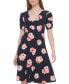 Фото #2 товара Petite Floral-Print Ruched-Sleeve Dress