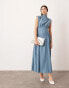 Фото #1 товара ASOS EDITION sleeveless nipped in waist midi dress in dusky blue