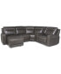 Фото #19 товара CLOSEOUT! Blairemoore 5-Pc. Leather Power Chaise Sectional with 1 USB Console and 2 Power Recliners, Created for Macy's