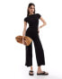 ASOS DESIGN cap sleeve slash neck jumpsuit in black