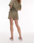 Фото #3 товара Topshop co-ord textured cheesecloth runner short in khaki