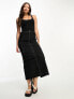 Фото #4 товара ASOS DESIGN Tall 2 in 1 ribbed scoop neck vest with cargo midi skirt in black with contrast stitch