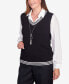 Petite Downtown Vibe Stripe Trim Vest with Collar Sweater
