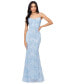 Women's Straight-Neck Sleeveless Lace Gown