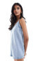 Фото #2 товара ASOS DESIGN soft denim wide leg playsuit in light wash blue