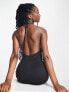 Фото #3 товара Weekday Deep low back halter neck maxi dress in light black
