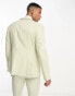 ASOS DESIGN slim suit jacket in linen in puppytooth in green Chest 38 Short - фото #4