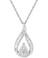 ფოტო #1 პროდუქტის Diamond Teardrop Swirl Pendant Necklace (1/4 ct. t.w.) in Sterling Silver