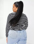 Фото #6 товара ASOS DESIGN Curve long sleeve striped t-shirt in navy