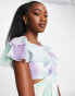 Фото #4 товара ASOS DESIGN geo print mini dress with ruffle detail