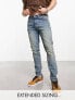 Фото #1 товара ASOS DESIGN skinny jeans with stitch detail in y2k light wash blue