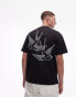 Topman oversized fit t-shirt with swallows back print in black Черный, XL - Chest 44 - фото #2