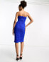 Фото #4 товара Rare London bandeau mesh corset midi dress in bright blue