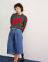 Фото #1 товара ASOS DESIGN jumper with collegiate pattern in grey