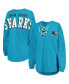 ფოტო #2 პროდუქტის Women's Teal San Jose Sharks Spirit Lace-Up V-Neck Long Sleeve Jersey T-shirt