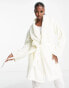 ASOS DESIGN crimped rib faux fur mini robe in cream