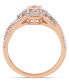ფოტო #2 პროდუქტის Morganite (3/4 ct. t.w.) White Sapphire (1/20 ct. t.w.) and Diamond (1/3 ct. t.w.) 3-Stone Infinity Ring in 10k Rose Gold