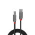 Lindy 10m USB 2.0 Type A to B Cable - Anthra Line - 10 m - USB A - USB B - USB 2.0 - 480 Mbit/s - Black - Grey - Red