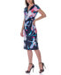 ფოტო #2 პროდუქტის Print Knee Length Short Sleeve Faux Wrap Dress