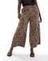 Yours wide leg pull on trousers in leopard print