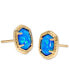 14k Gold-Plated Framed Stone Stud Earrings