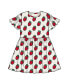 Girl Organic Cotton Dress With Flounce Sleeves White Printed Pop Strawberry - Child