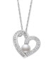ფოტო #1 პროდუქტის Cultured Freshwater Button Pearl (6mm) & Cubic Zirconia Heart 18" Pendant Necklace in Sterling Silver