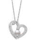 Cultured Freshwater Button Pearl (6mm) & Cubic Zirconia Heart 18" Pendant Necklace in Sterling Silver