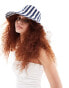 Accessorize stripe bucket hat in blue and white - фото #4