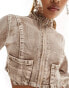 Simmi denim cropped jacket co-ord with pocket detail in light wash sand