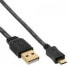 Фото #1 товара InLine Micro USB 2.0 Flat Cable USB A / Micro-B - black / gold - 1m