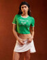 Фото #1 товара Pieces Sport Core 'Tennis Club' cropped t-shirt with contrast trim in green and white