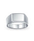 ფოტო #1 პროდუქტის Geometric Simple Wide Rectangle Signet Ring For Men .925 Sterling Silver Shinny Finish