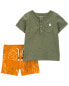 Фото #1 товара Baby 2-Piece Henley Tee & Short Set 3M