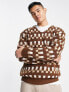 Фото #1 товара Selected Homme oversized wool mix jumper in check